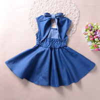 Fashionable Girls Imitation Denim Lace Flower Princess Dress - PrettyKid