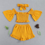 12months-5years Toddler Girl Sets Summer Children's Clothing Three-Piece Set Girls Suit Solid Color - PrettyKid