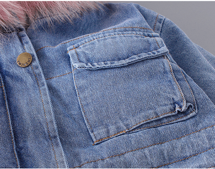 Girls Trendy Fashion Plus Velvet Thick Denim Comfortable Jacket Girls Clothes Wholesale - PrettyKid