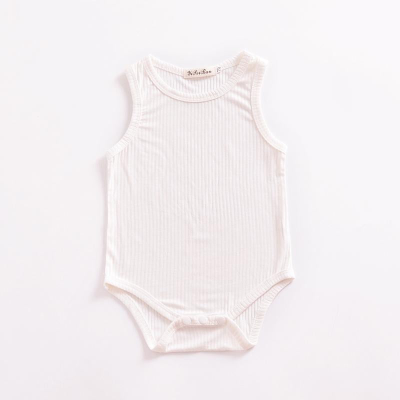 Solid Sleeveless Knitted Bodysuit Wholesale children's clothing - PrettyKid