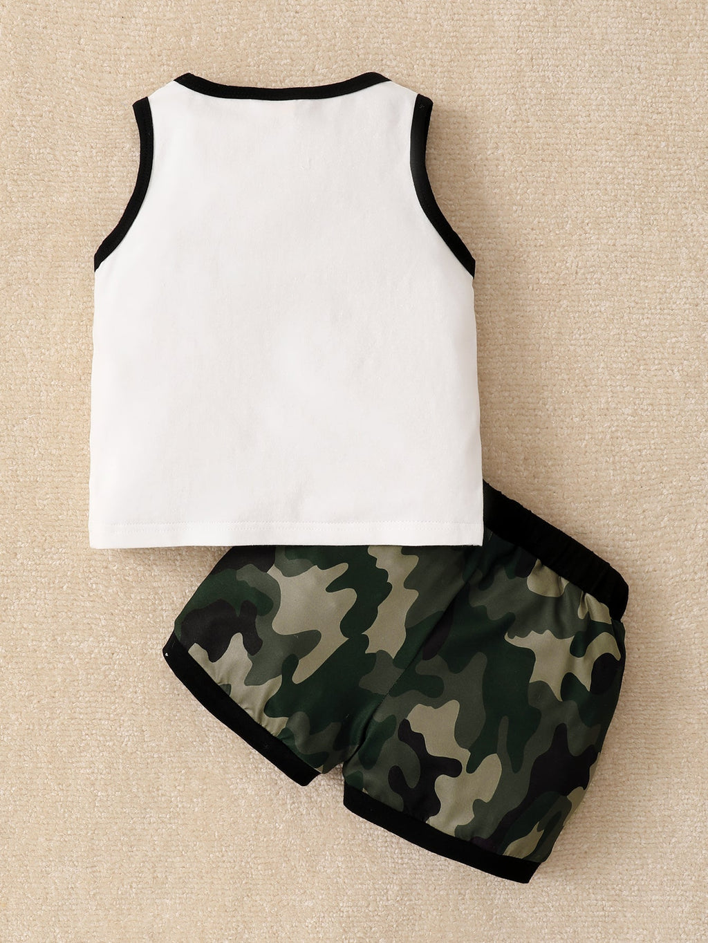 Baby Boy NEW MAN Print Tank Top And Camouflage Shorts Baby Boy Clothing Sets - PrettyKid