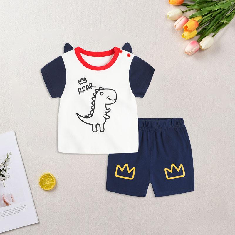 Toddler Boy Dinosaur Pattern Top & Crown Shorts Wholesale Children's Clothing - PrettyKid