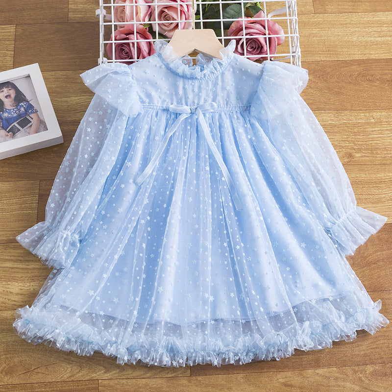 2-7Y Toddler Girls Polka Dots Mesh Dress Wholesale Little Girl Clothing - PrettyKid