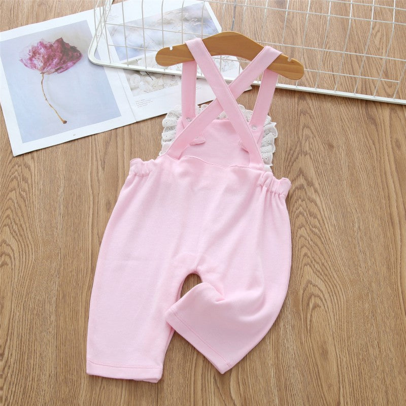 0-24M Wide Strap Colorblock Like Paneled Bow Romper Wholesale Baby Clothes - PrettyKid