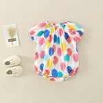 Baby Girl Colorful Balloon Print Puff Sleeve Bodysuit - PrettyKid