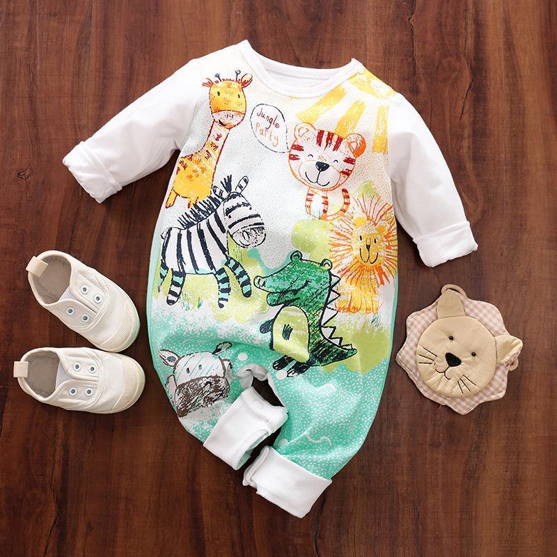 Baby's Jumpsuit with Cartoon Animals Patterns - PrettyKid