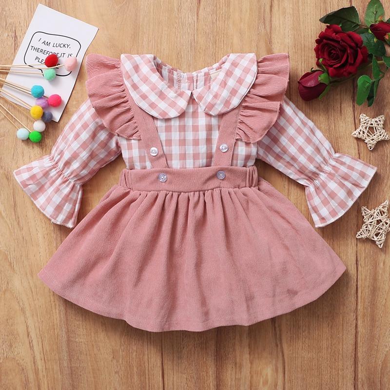 2-piece Plaid Shirt & Skirt for Baby Girl - PrettyKid