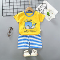 Grow Boy Cartoon Excavator Pattern Pajamas Sets - PrettyKid