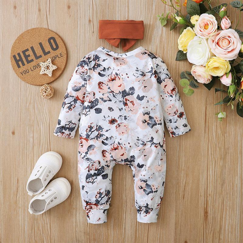 2-piece Floral Jumpsuit & Headband for Baby Girl - PrettyKid