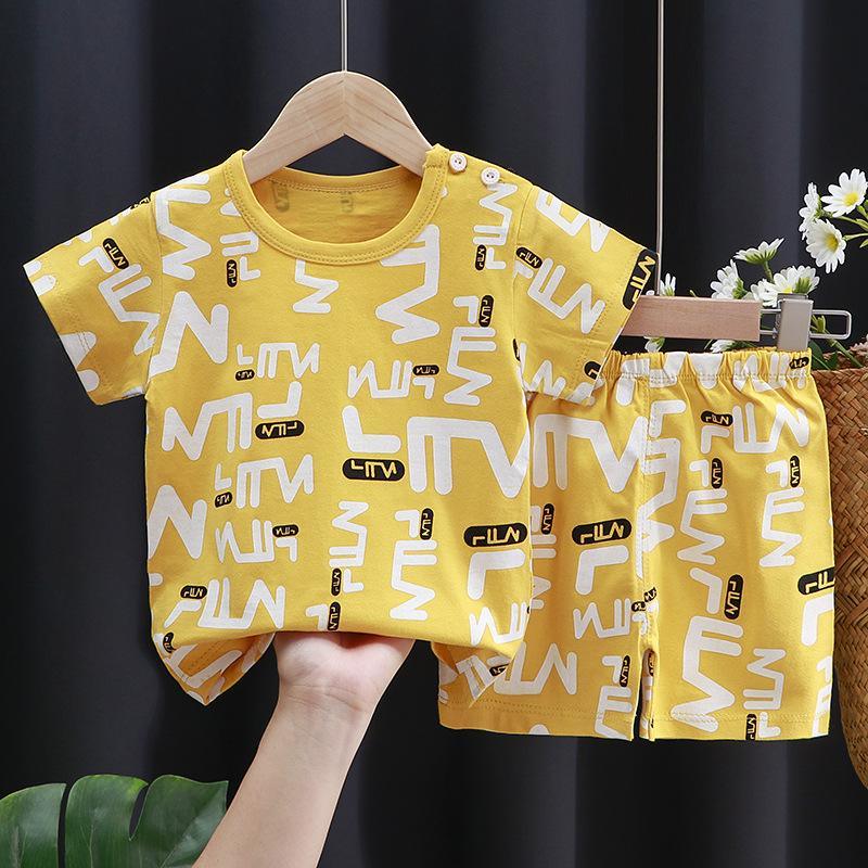 Grow Boy Letter Pattern Pajamas Sets - PrettyKid