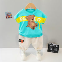 Toddler Boy Bear Letter Printed T-shirt & Letter Shorts Children's Clothing - PrettyKid