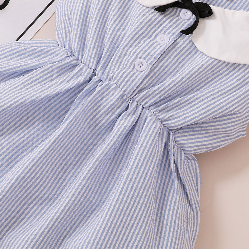 Wholesale Toddler Girl Ruffle Striped Dress in Bulk - PrettyKid