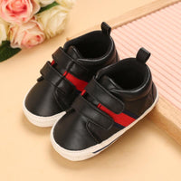 Baby Striped Print Velcro Strap Shoes - PrettyKid