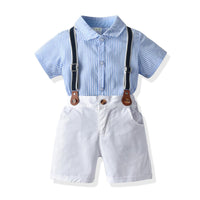 Baby Boy Striped Bodysuit And Overalls Baby Boy Overall Set - PrettyKid