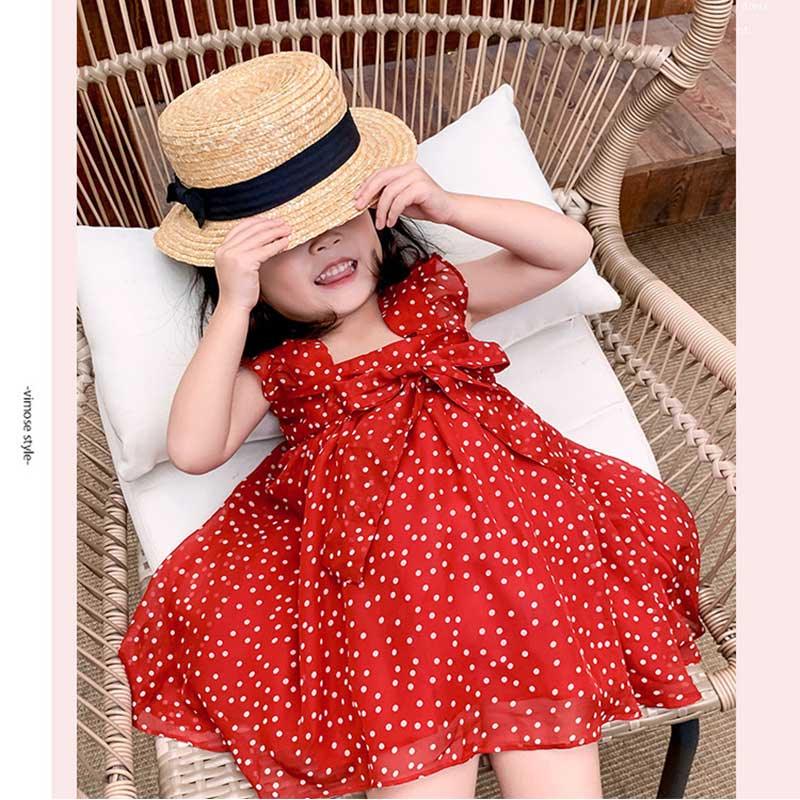 Toddler Girl Polka Dot Pattern Summer Dress - PrettyKid