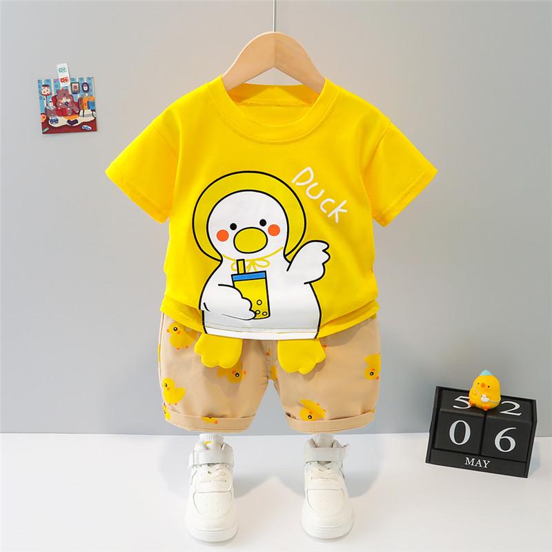 Toddler Boy Duck Print T-shirt & Duck Print Shorts - PrettyKid