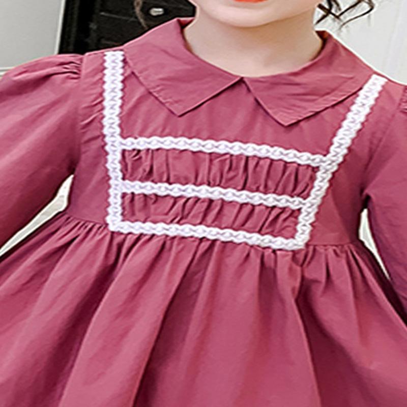 buy kids clothes wholesale Kid Girl Pure Color Lace Dress - PrettyKid