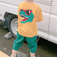 2-piece Dinosaur Print T-shirt & Capri Pants for Boy - PrettyKid