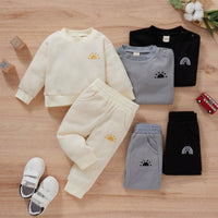 Boys' Waffle Long Sleeve Sweater Pants Two Piece Set - PrettyKid