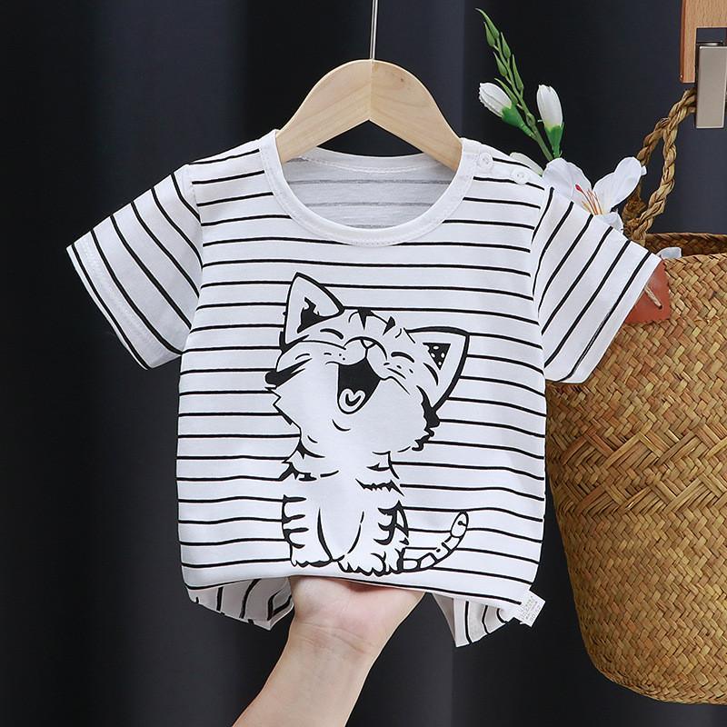 Grow Boy Cat Pattern T-shirt - PrettyKid