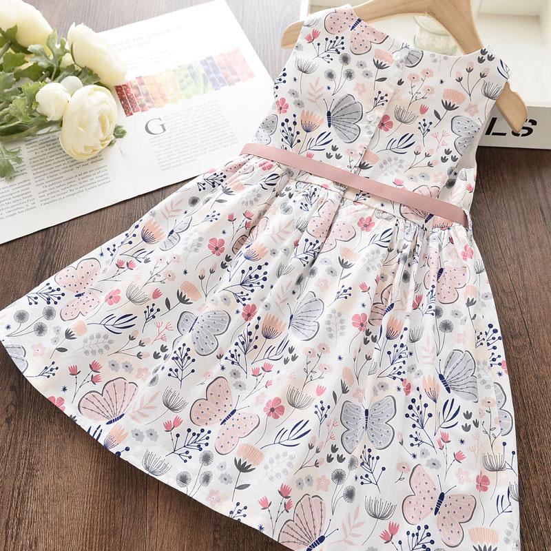 Bowknot Decor Floral Printed Dress for Toddler Girl Wholesale children's clothing - PrettyKid