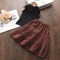 Toddler Girl Knitted Tank & Polka Dot Skirt - PrettyKid