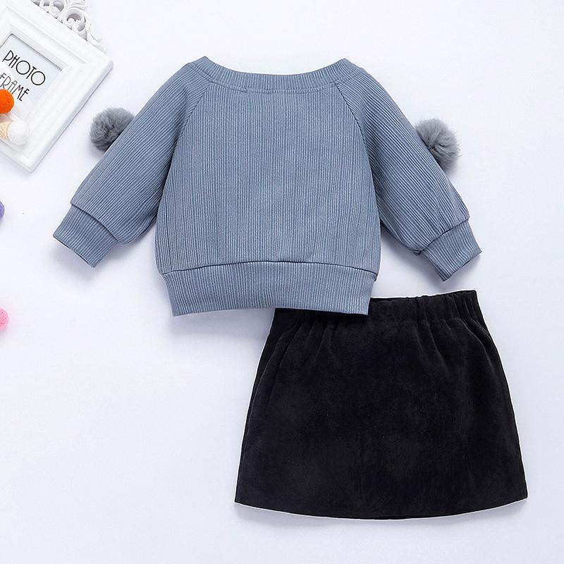 2-piece Plush Ball Sweater & Skirt for Toddler Girl - PrettyKid