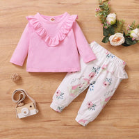 2-piece Ruffle Sweatshirt & Floral Pants for Baby Girl Wholesale Children's Clothing - PrettyKid