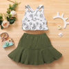 Toddler Girl Leaf Print Sling Top & Skirt - PrettyKid