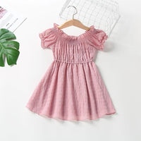 Toddler Girl Solid Color Puff Sleeve Dress Wholesale Children's Clothing - PrettyKid