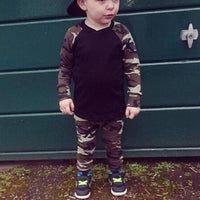 Baby Boys Colorblock Camouflage Tee And Trousers Baby Outfit Sets - PrettyKid