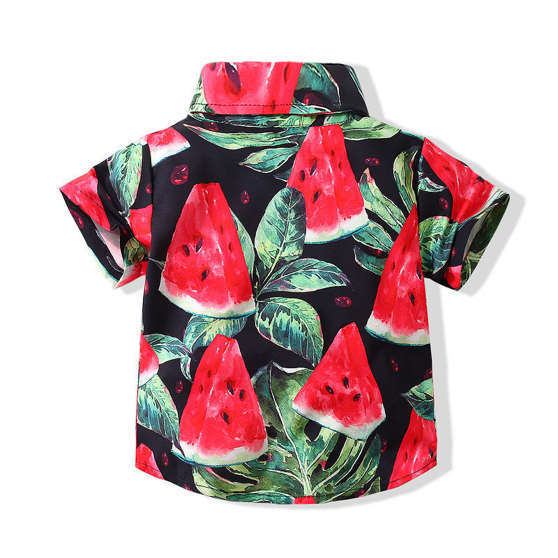 9M-4Y Toddler Boys Watermelon Tropical Print Shirts Wholesale Fashionable Boys Clothes - PrettyKid