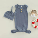 0-24M Waffle Vest Bag Fart Shirt Sleeveless Sleeping Bag Hat Newborn Bodysuit Wholesale Baby Clothes - PrettyKid