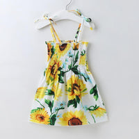 Toddler Girl Sunflower Pattern Summer Cami Dress Wholesale Children's Clothing - PrettyKid