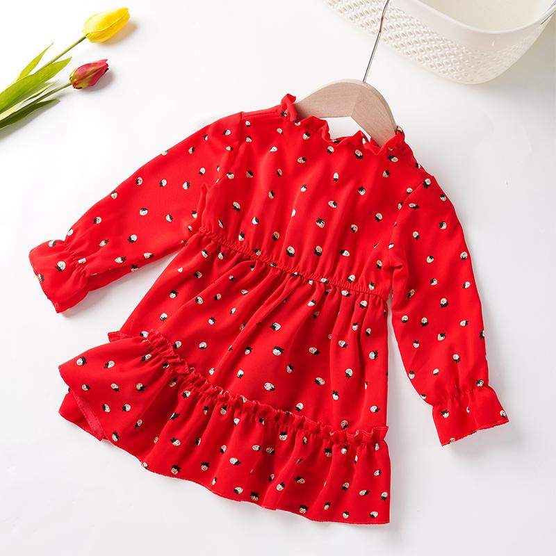 Toddler Girl Polka Dot Pattern Red Dress Wholesale Children's Clothing - PrettyKid