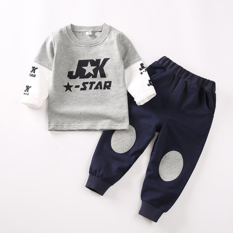 2-piece Letter Pattern Sweatshirts & Pants for Children Boy - PrettyKid