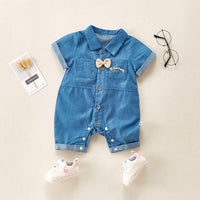 Baby Bowknot Denim Bodysuit - PrettyKid