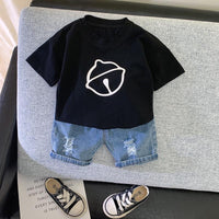 Toddler Boy Bells Top & Denim Shorts - PrettyKid