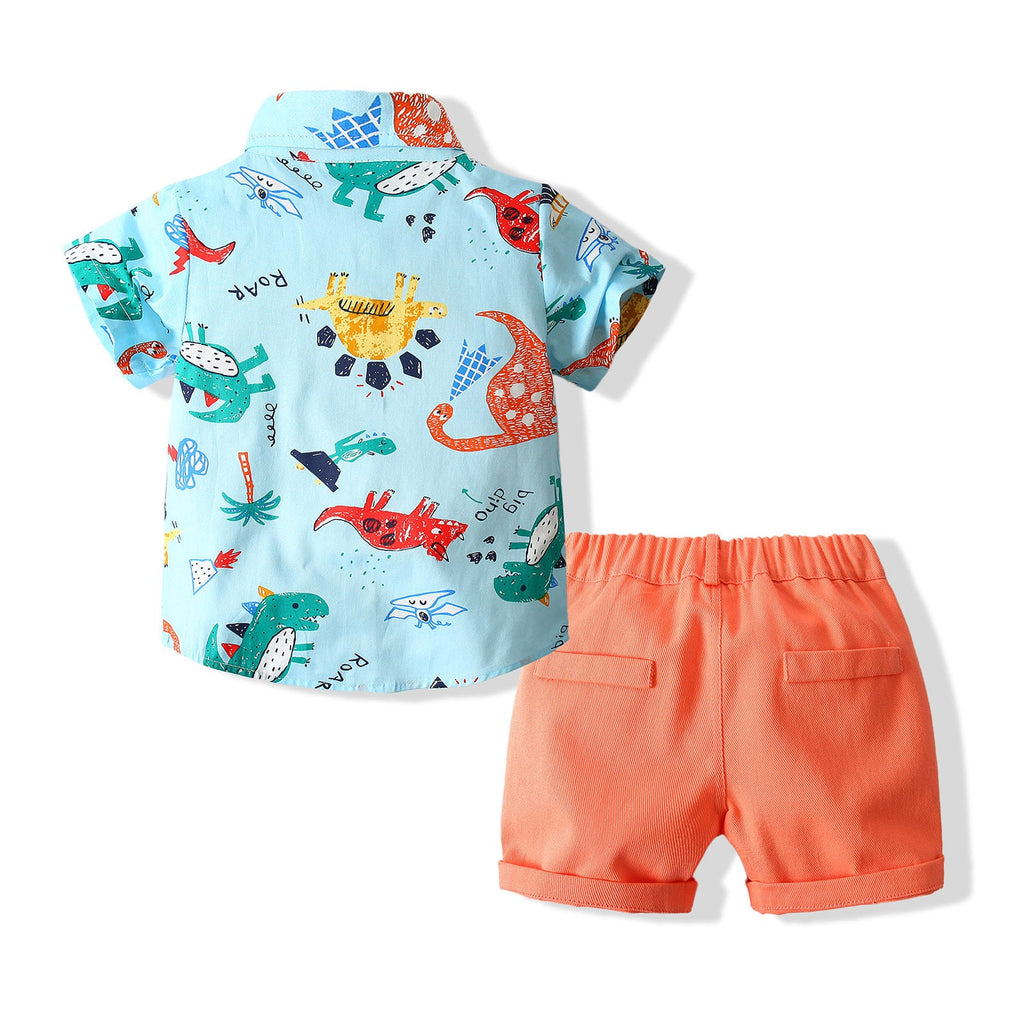 18M-6Y Toddler Boys Outfits Sets Cartoon Letter Print Shirts And Shorts Wholesale Boys Clothing - PrettyKid