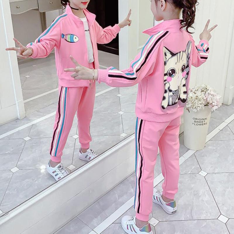 children's apparel wholesale Kid Girl Small Fish Pattern Casual Tops & Pants - PrettyKid