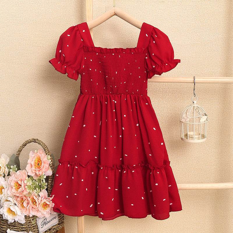 18M-6Y Toddler Girl Polka Dot Short Sleeve Princess Dress Wholesale Girls Clothes - PrettyKid