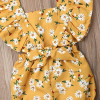 2-piece Ruffle Floral Printed Jumpsuit & Headband for Baby Girl - PrettyKid