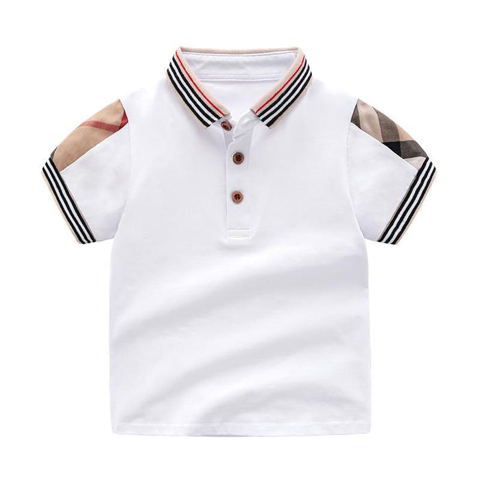 Chic Trendy Stripe Plaid Solid Polo-shirt Children's clothing wholesale - PrettyKid