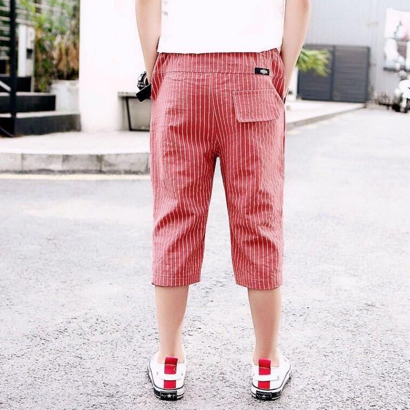 Kid Boy Red Stripes Casual Pants 2/3 - PrettyKid