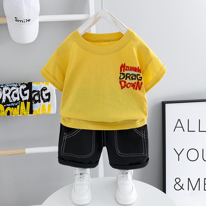 2pcs Fashion Letter Print T-shirt and Pants Wholesale children's clothing - PrettyKid
