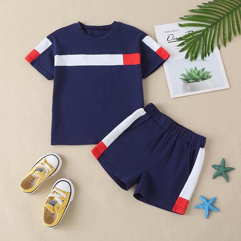 Toddler Boy Sporty Colorblock T-shirt & Shorts Wholesale Children's Clothing - PrettyKid