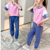 2-piece Casual Color-block T-shirt and Pants Sets - PrettyKid