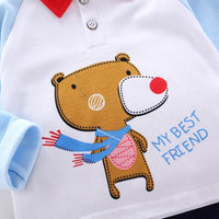 2-piece Bear Pattern Polo Shirt & Pants for Children Boy - PrettyKid