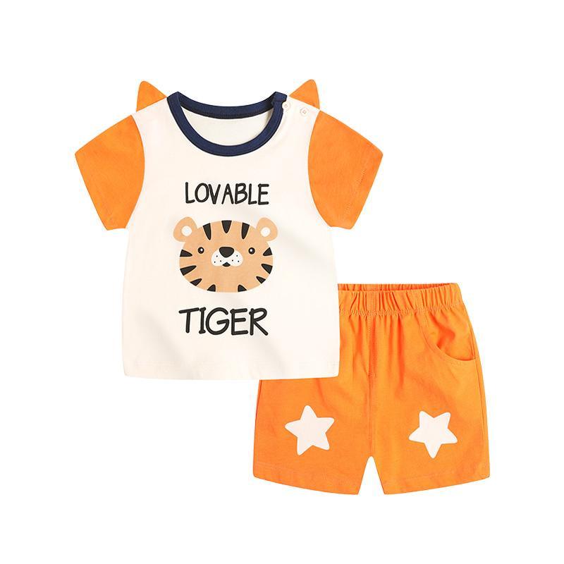 Toddler Boy Tiger Pattern T-shirt & Star Pattern Shorts Wholesale Children's Clothing - PrettyKid