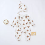 Bear Print Wholesale Baby Jumpsuit With Hat - PrettyKid
